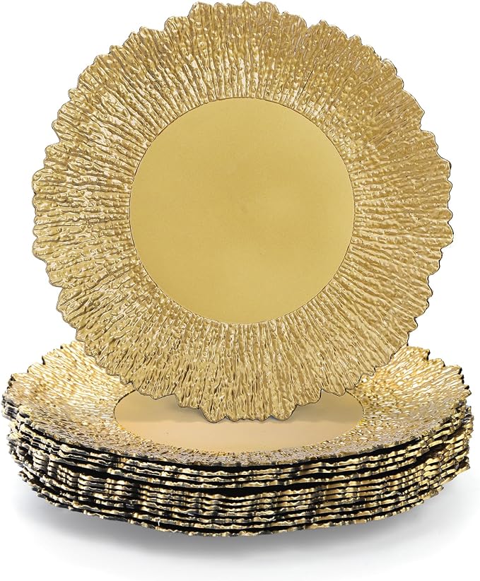 Coloch Set of 12 Gold Charger Plates, Home Dinner Use by Coloch