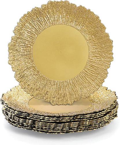 Coloch Set of 12 Gold Charger Plates, Home Dinner Use by Coloch