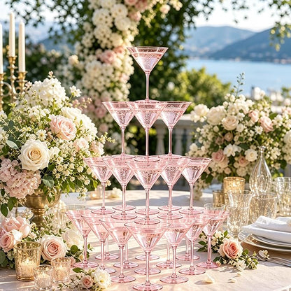 Plastic Martini Glasses Set of 24, 9 oz Pink Cocktail Cups | Unbreakable - Image 5