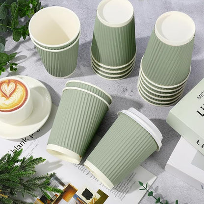 Whaline 100 Pcs Sage Green Disposable Coffee Cups - Image 3