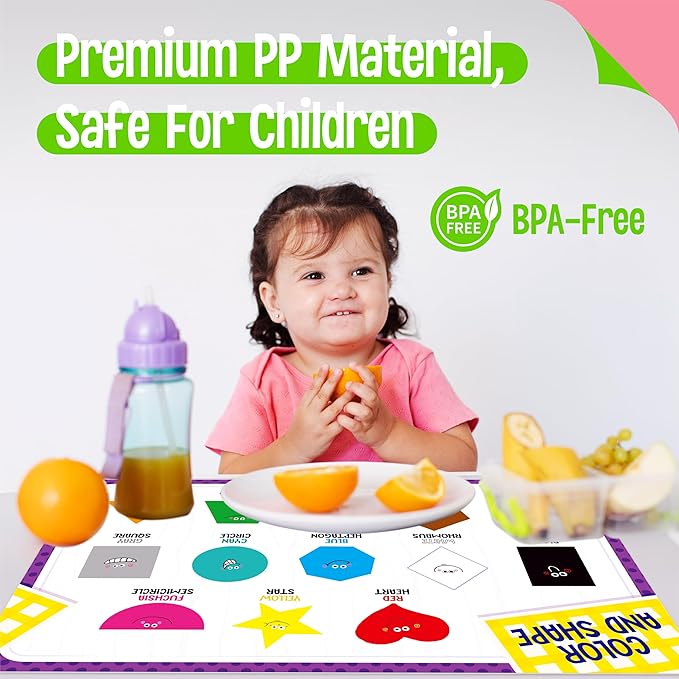 4 Pack Placemats for Kids, Non-Slip Washable Table Mats, Double-Sided Reusable - Image 3