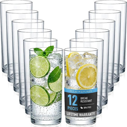 Zulay Kitchen Plastic Drinking Glasses – 16oz Acrylic Shatterproof Water Cups by ZulayKitchen