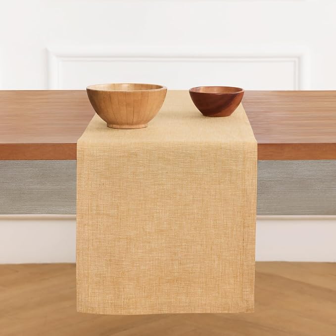 Solino Home 100% Pure Linen Table Runner Golden Nugget, Athena 14 x 90 in | - Image 2