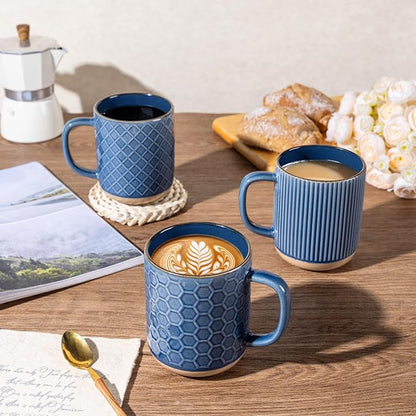 GBhome Coffee Mugs Set of 6, 16 oz Blue Coffee Cups - Image 5