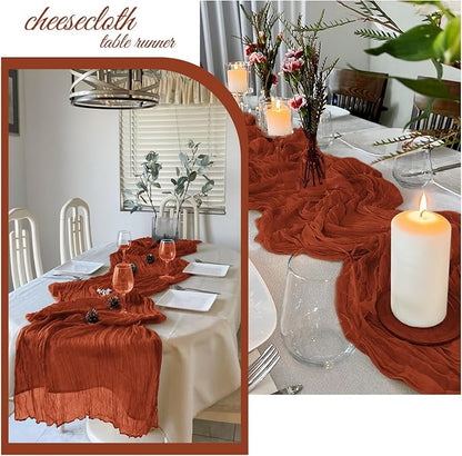 6 Pack Terracotta Cheesecloth Table Runner 20 x 120 Inch Gauze Table Runner - Image 4