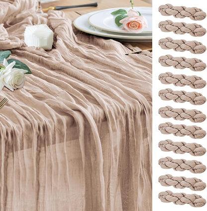 Cheesecloth Table Runner Nude Pink 10FT Boho Gauze Runner, 12 Pack | 120 Inch by Wokceer