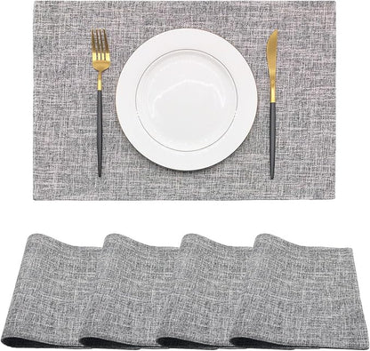 Rilassato Textile Placemats, Set of 4 Heat-Resistant Placemats for Kitchen Table, Washable Durable Linen Table Mats Woven Placemats (4, Light Grey)