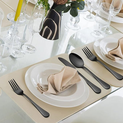 LIANYU Black Flatware Silverware Set, 40-Piece Cutlery Set - Image 7
