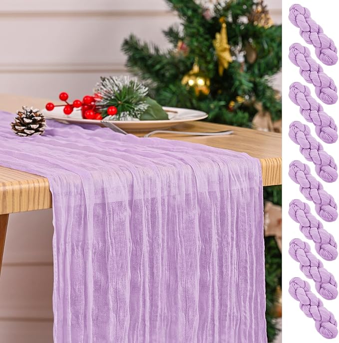 8 Pack Lavender Table Runner 17 x 108inch Cheesecloth Table Runner Boho Gauze by Lumaycens