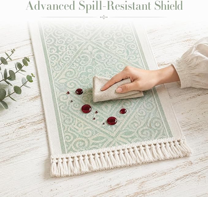 14x63 Damask Table Runner Waterproof French Vintage Dresser Scarf | Tired of a - Image 3