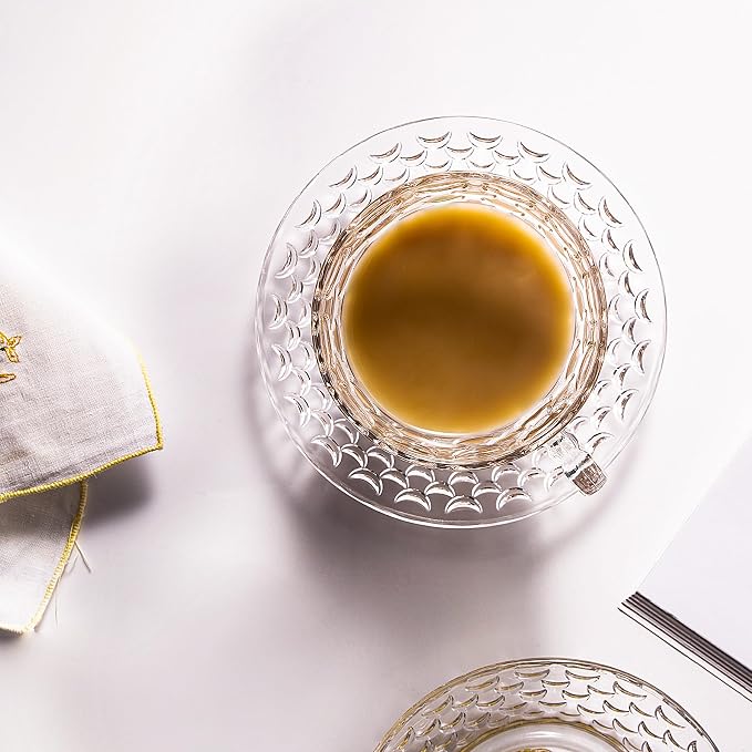 Glass Tea Cups and Saucers Set of 6 - Image 4