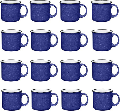 Set of 16 Ceramic Campfire Mugs – 15 Oz, Cobalt Blue – Coffee & Tea Cups by GiftsbyDesign