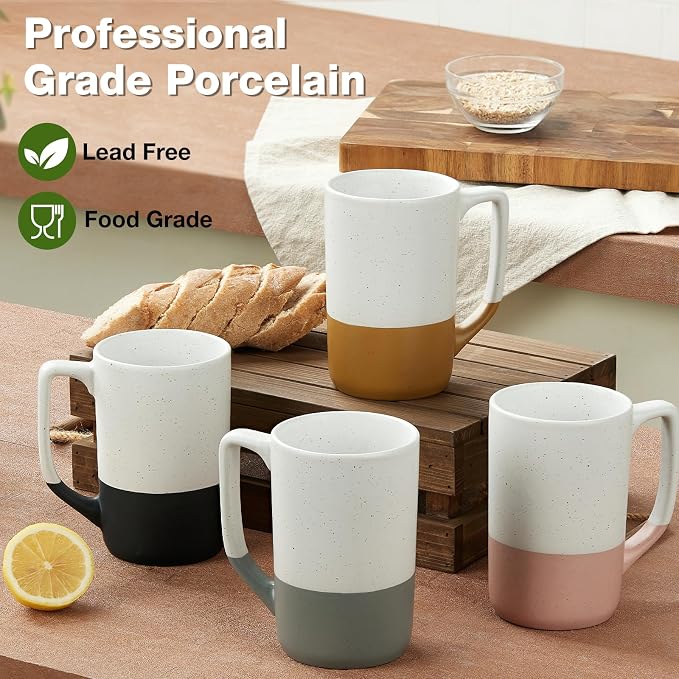 Large Ceramic Coffee Mug Set of 4, 16 oz Tea Cups - Image 4