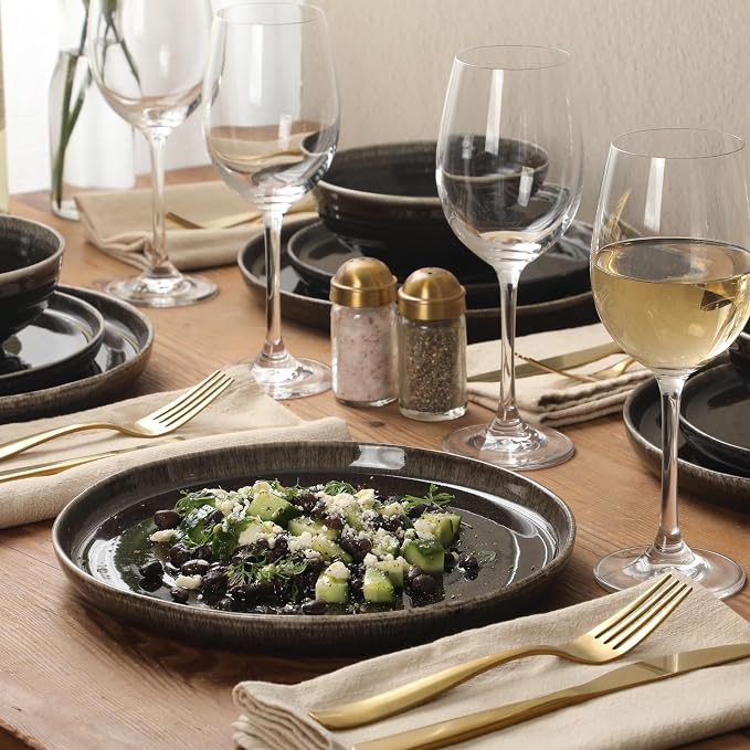 Gibson Elite Eclipse Swirls Plates and Bowls Sets, 12-Piece Stoneware - Image 7