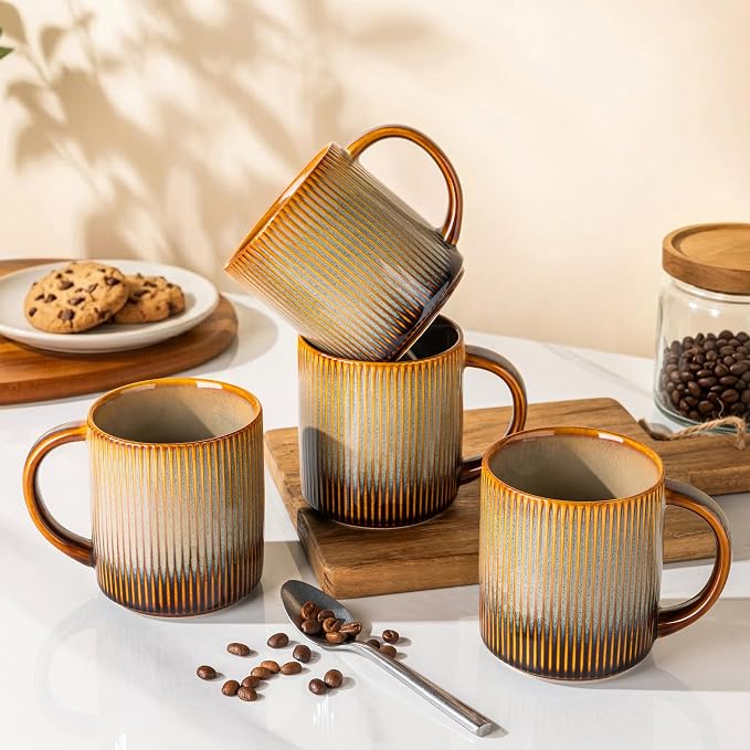 theterra Ceramic Coffee Mugs Set of 6, 14.2 oz Coffee Cups - Image 4