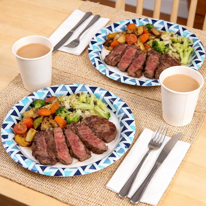 10 Inch Paper Plates, Microwave Safe | Soak Proof & Cut Resistant Bulk Plates - Image 8