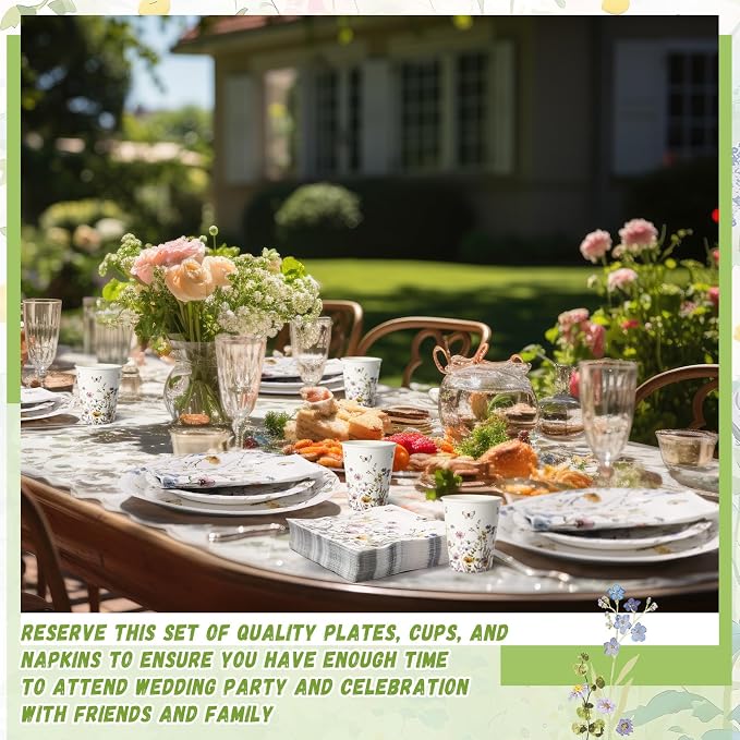 250 Pcs Wildflower Party Decorations Include Spring Summer Floral Paper Plates - Image 5