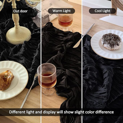 6 Pack Black Cheesecloth Table Runner Boho Gauze Home Decor | 120 Inch Sheer - Image 7