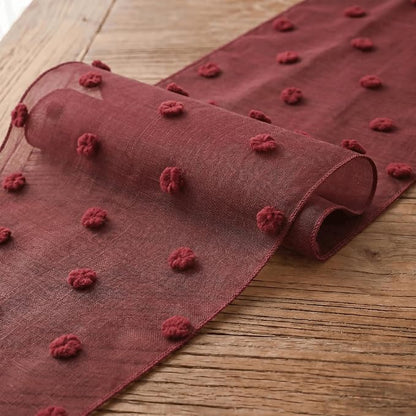 Artoid Mode Red Pom Pom Tulle Table Runner, Seasonal Christmas Washable Kitchen - Image 6