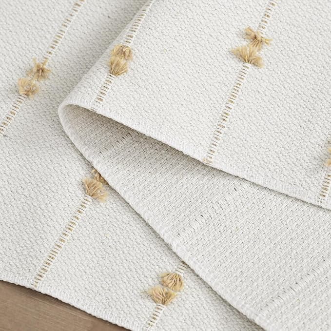 Artoid Mode Taupe Beige Boho Farmhouse Cotton Woven Table Runner, Seasonal Fall - Image 6