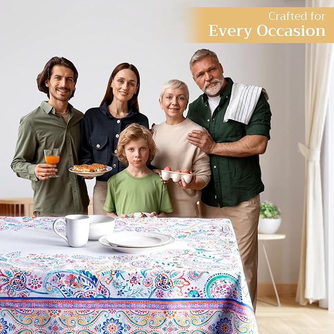 Maison d' Hermine Table Cloth Rectangle Table 100% Cotton 60 x 120 Inches Tablecloth Reusable Decorative for Dining Room Farmhouse Home Valentines Day Decorations Spring Summer - Indian Floral