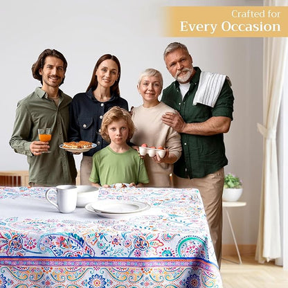 Maison d' Hermine Table Cloth Rectangle Table 100% Cotton 54 x 72 Inches Tablecloth Reusable Decorative for Dining Room Farmhouse Home Valentines Day Decorations Spring Summer - Indian Floral
