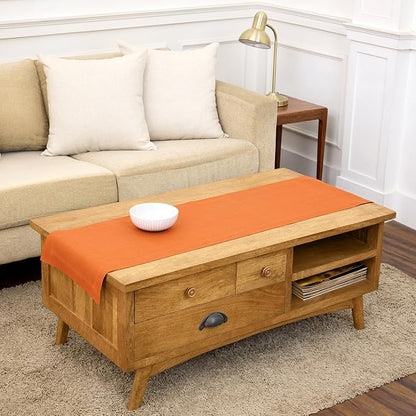 Solino Home 100% Pure Linen Dining Table Runner Orange, Fete 14 x 48 in | Table by SolinoHome