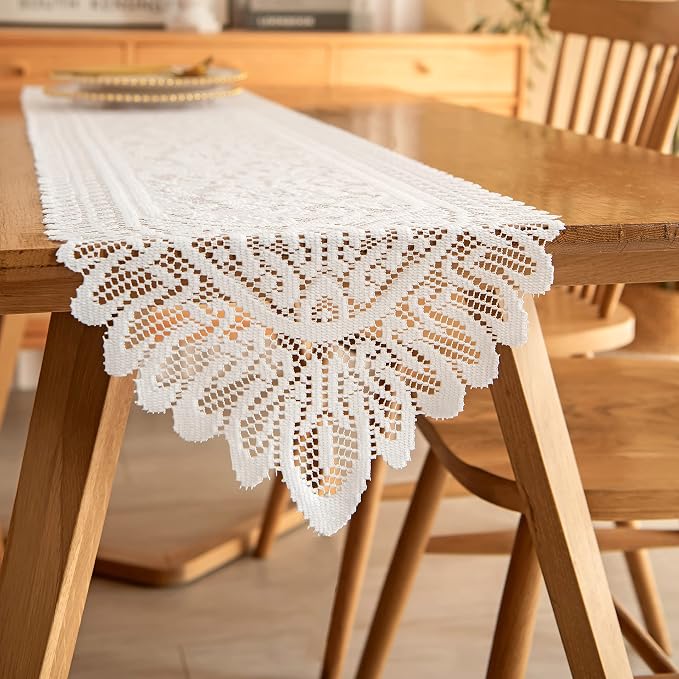 Tinsow 2 Pack Cotton Crochet Lace Rectangular Table Runner Dresser Scarf Doilies by Tinsow