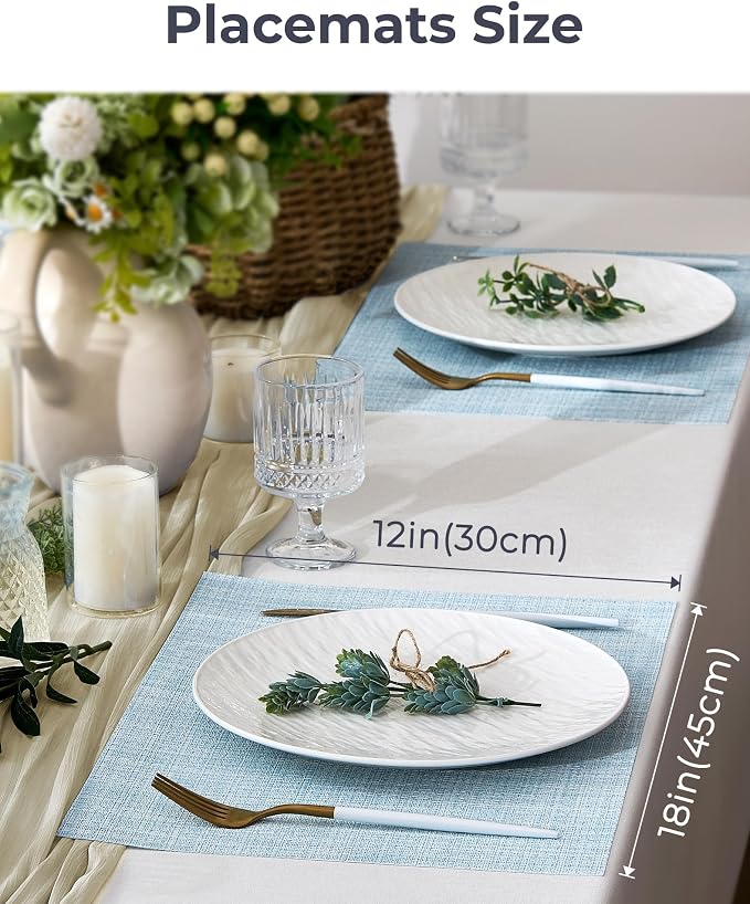 Leetaltree Soft Sky Blue Woven Placemats Set of 24 - Image 4