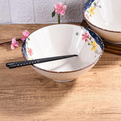Japanese-Style Ceramic Ramen Bowl Set Set of 2, 8.2 Inch Porcelain Noodle Bowls - Image 6