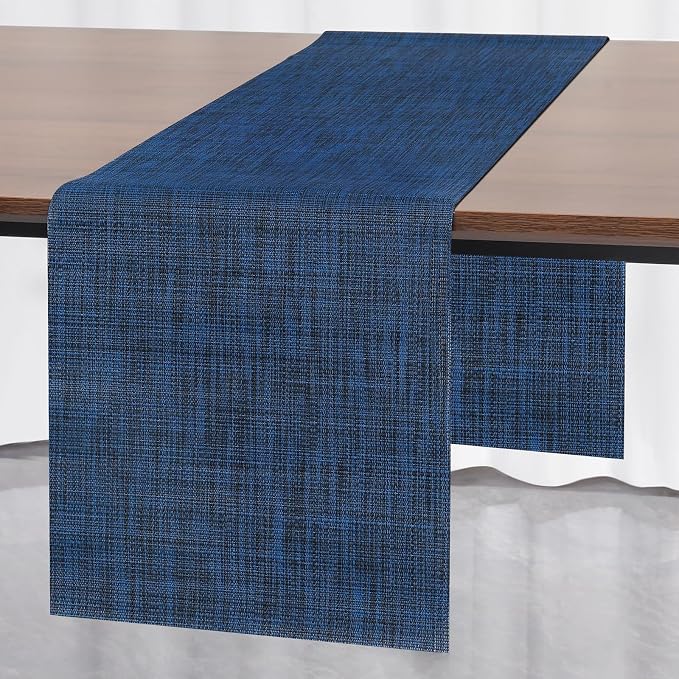 Myir JUN Dark Blue Table Runner Home Decor Dining Table Runners | Vinyl Table by MyirJUN