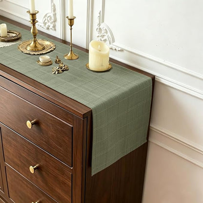 Linen Textured Table Runner, Sage Green Table Runners 108 Inches Long | Raised - Image 5