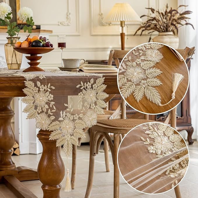 Embroidered Lace Table Runner - Image 2