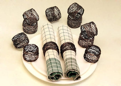 ALPHA Living HOME Napkin Rings Set 12 of Premium 100% Metal, Rust-Resistant Tabletop Décor - Napkin Holders for Family Dinner, Wedding, Party, Decorations, Banquet, Party, Easter - Bronze
