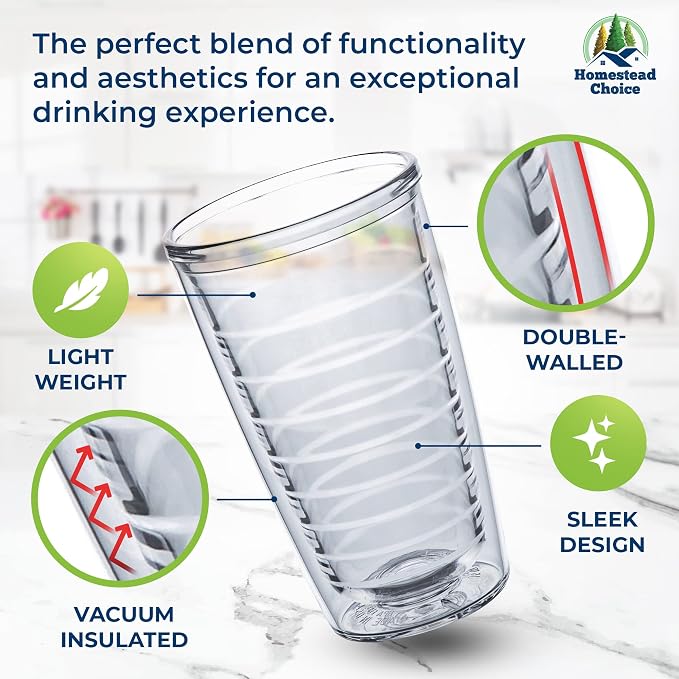 Homestead Choice 16oz Insulated Tumblers Plastic Keeps Drinks Cold & Hot - Image 4