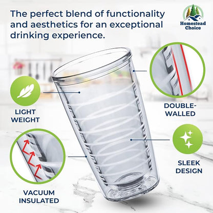 Homestead Choice 16oz Insulated Tumblers Plastic Keeps Drinks Cold & Hot - Image 4