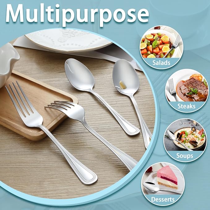 24 PCS Spoons and Forks Set, Food Grade Stainless Steel - Image 6