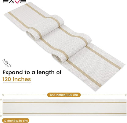 FAVE Woven Vinyl Table Runner White Table Runner Woven - Image 2