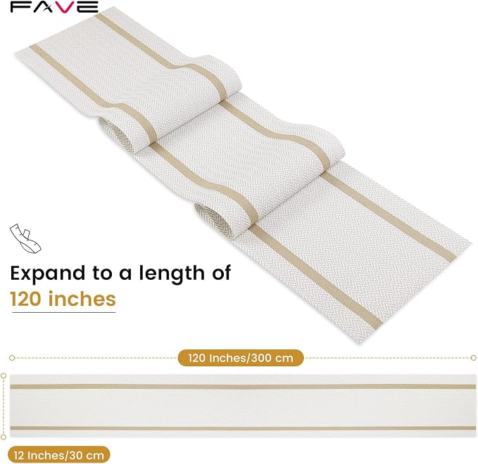 FAVE 12-Pack Woven Vinyl Table Runners, 120x12 Inch White - Image 4