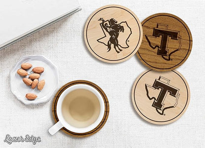 LazerEdge Tarleton State Texans Wooden Coaster Set - Maple Wood - Officially Licensed Product - 4-Pack