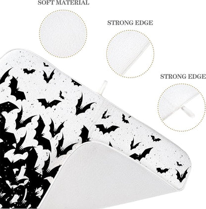 Halloween Bats Dish Drying Mat for Kitchen Counter 18x24 Inch Polka Dots Dish - Image 7