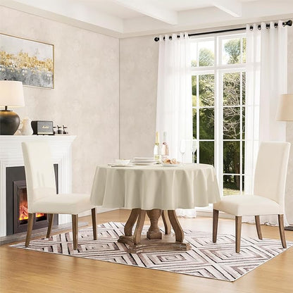 Tablecloth Linen Textured Waterproof & Stain Resistant Table Cloth Wrinkle Free Decorative Fabric Farmhouse Table Cover for Dining/Party/Buffet/Wedding, 60 x 60 Inch, Beige