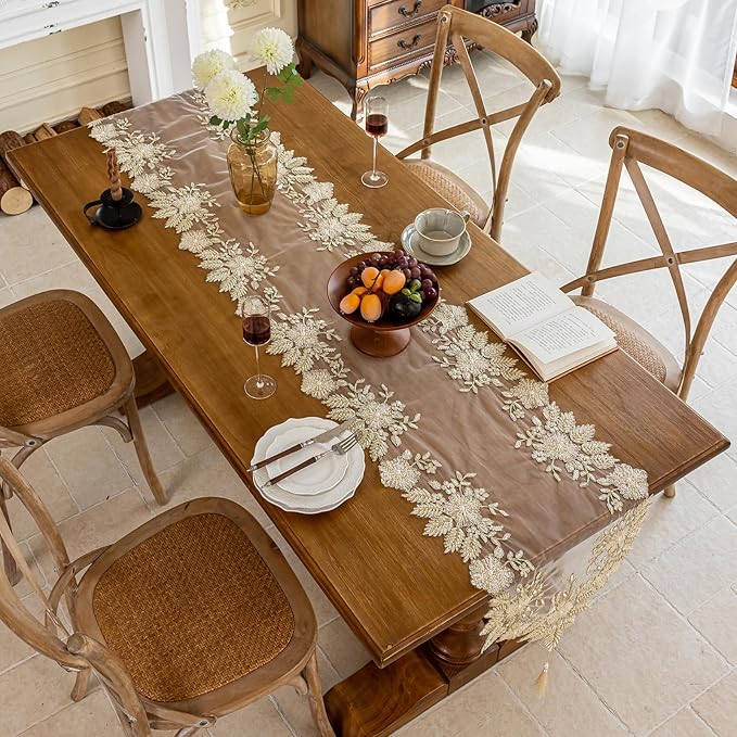 Embroidered Lace Table Runner - Image 3