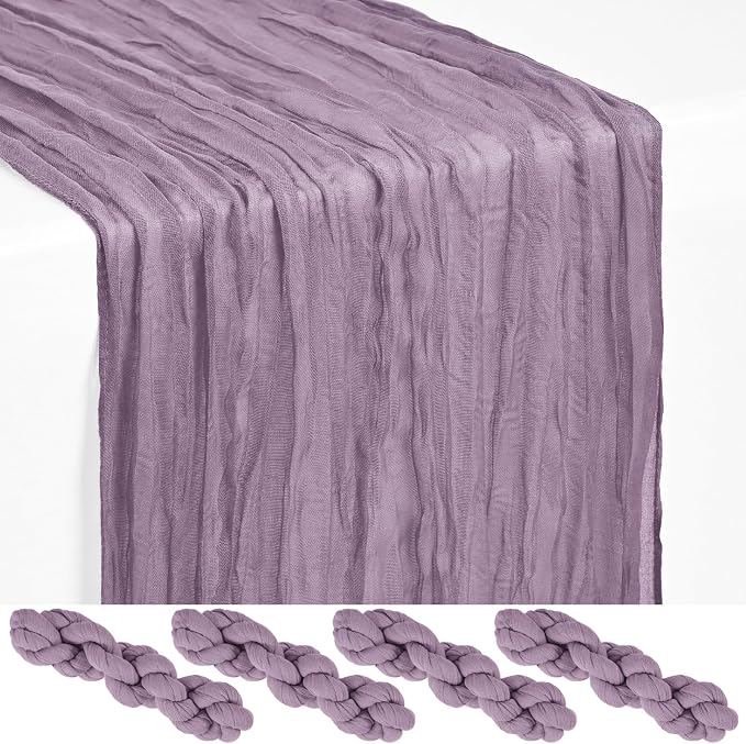 Showgeous 4 Pack Purple Cheesecloth Table Runner, 17 x 108 Inches | Boho by Showgeous