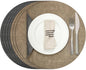 Myir JUN Round Placemats Dual Sided, Faux Leather Place Mats Set of 8 Indoor Placemats for Dining Table Outdoor Non-Slip Washable Table Mats (Set of 8, Gray Beige)