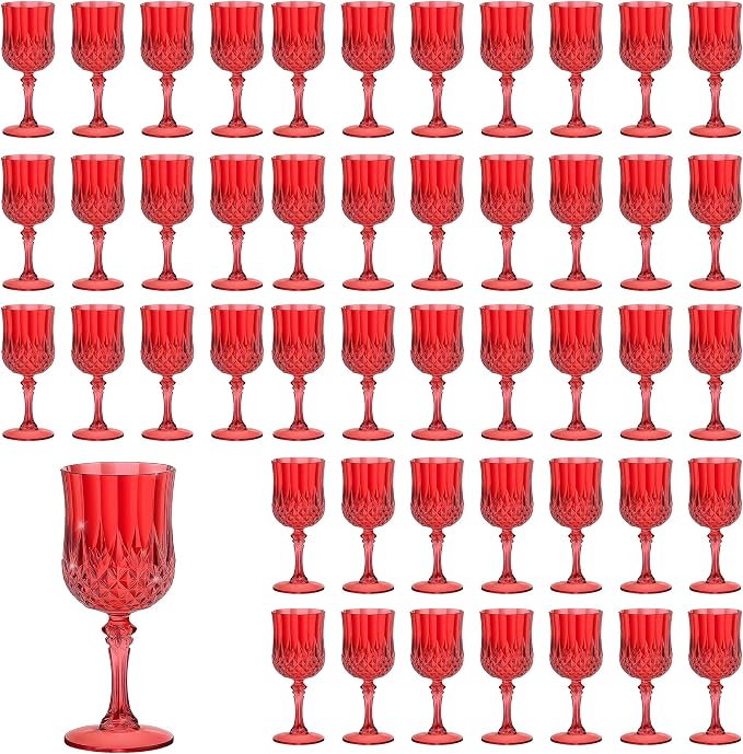 7OZ Plastic Wine Glasses, Reusable Vintage Goblets Unbreakable Drinking Glasses by Unknown