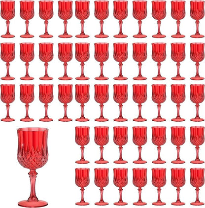 7OZ Plastic Wine Glasses, Reusable Vintage Goblets Unbreakable Drinking Glasses by Unknown