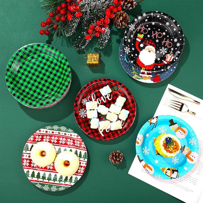 Gerrii 60 Pcs Christmas Party Plates 7 Inch Xmas Holiday Disposable Paper - Image 6
