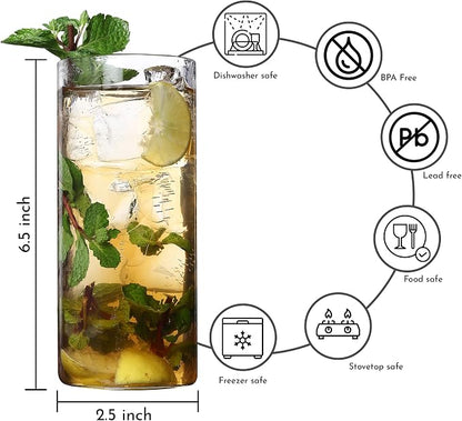 Highball Drinking Glasses Set of 8 | 15 oz Capacity | Thin And Light - Image 3