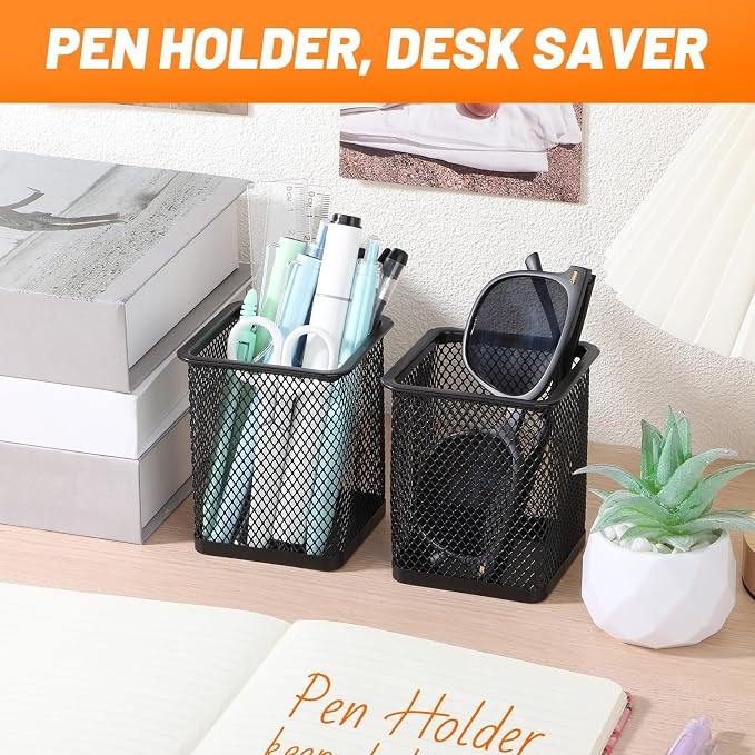 Segarty Pen Cup Holder, 6 Pack Square Black Pen Holder - Image 5